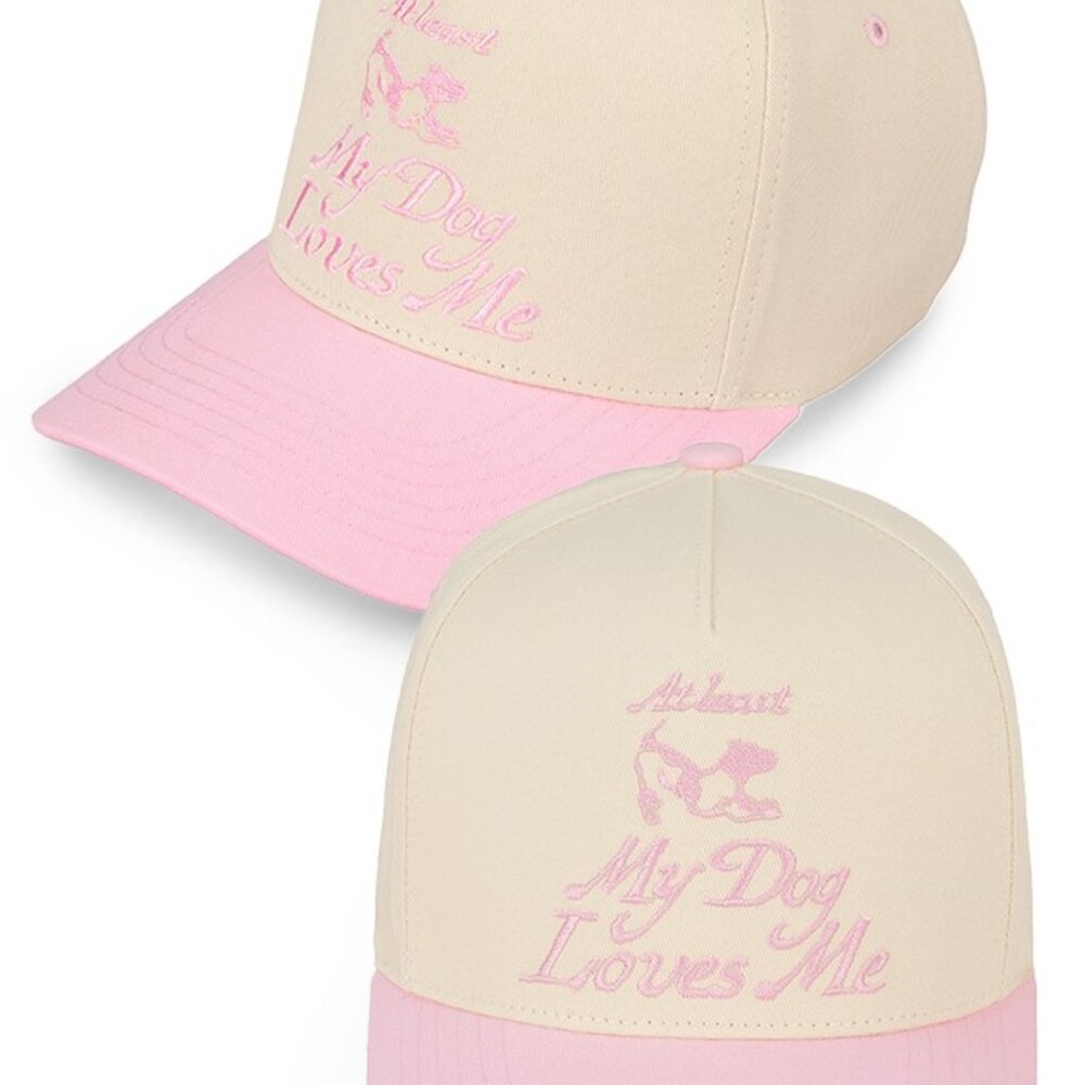 at Least My Dog Loves ME Embroidered Two Tone Baseball Trucker Cap Snapback
